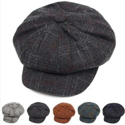 British Style Plaid Felt Beret Men Women Winter Flat Cap Boinas Hombre Hat Fashion Painter Baret Cap French Hats