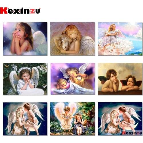 KEXINZU Diamond Painting Full Square Girl Angel Diamond Embroidery Painting Rhinestones Needlework DIY Craft Diamond Mosaic YF04