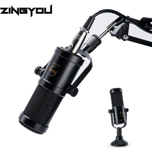 ZINGYOU Condenser Microphone 100% Original Professional Sound Recording Microfono With Arm Holder Studio Microphone For Computer