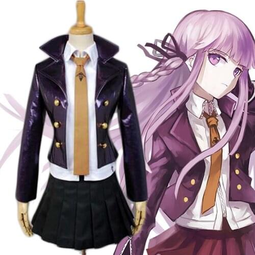 Danganronpa Dangan Ronpa Kyoko Kyouko Kirigiri Cosplay Costume leather Uniform dress