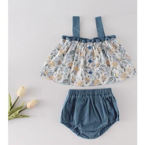 Summer Baby Girl Outfit Floral Top + Bloomer 2Pcs Set Toddler Gilrs Clothes