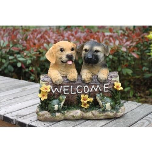 GARDEN AND CAFE CUTE RESIN ANIMAL DECORATIONS AMERICAN RURAL PASTORAL ORNAMENT DOG WELCOME CARD