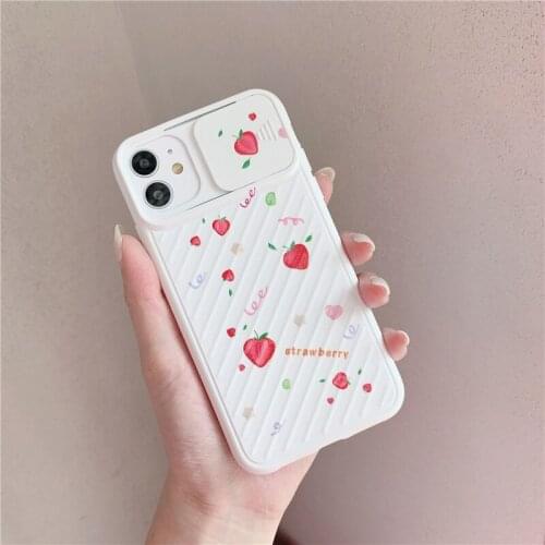 Cute Cartoon Camera Phone Case For iphone 11 Pro Max 7 8 plus XR X XS max SE 2 Back Cover Funny Cute Strawberry Peach Soft Cases