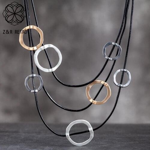Trendy Womens Rope Chain Necklaces Circle Geometry Neck Chokers Necklace Fashion Jewelry Round Accessories For Engagement Gifts