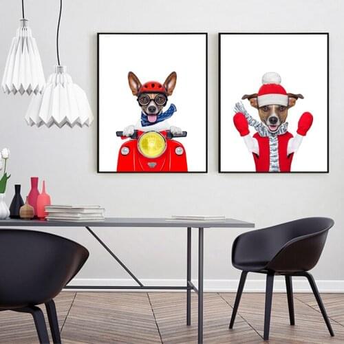 Fashion Funny Hip-hop style Cartoon Dog Wall Poster Canvas Art Print Painting Wall Pictures for Room Decoration Kids room Decor