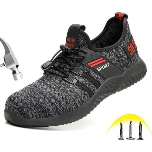 Mens Safety Shoes with Steel toe Protective Shoes Summer Outdoor Anti-smashing Puncture Proof Breathable Lightweight Work Shoes
