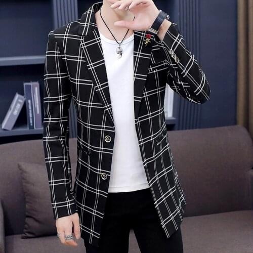 Mens Casual Trench Coat Single Breasted Checks Plaids Outwear Coat Leisure Handsome Outwear M-3XL S142