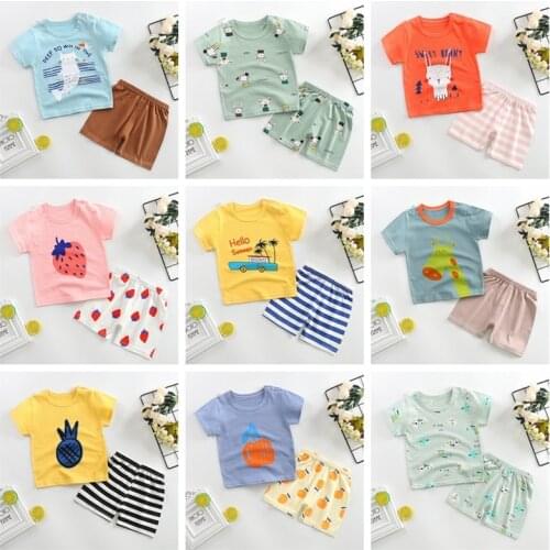 1 3 5 Years Old Girls Summer Outfits Boys T-shirt Shorts 2 Piece Set Toddler Suit Big Girls Clothes Pure Cotton Cartoon