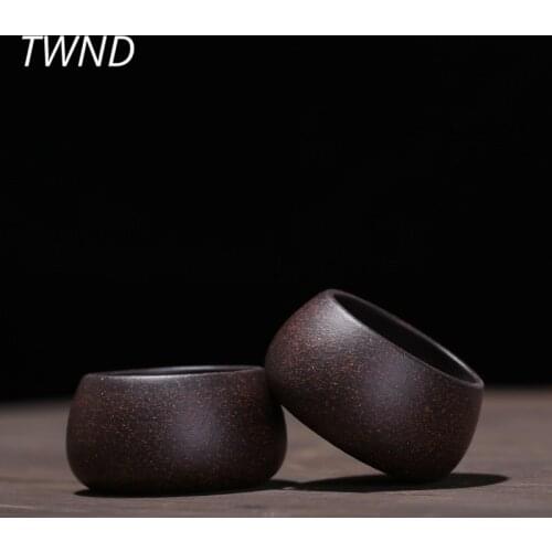 3 Pieces Yixing Tea Cups Set Chinese Ore Purple Clay 60ML Mud Black Creative Teaware