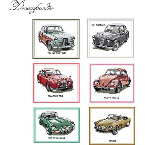 Antique automobile series cross stitch kit aida 14ct 11ct count printed canvas stitches embroidery DIY handmade needlework