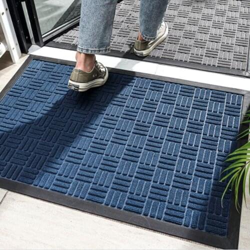 Floor Mat Solid Color Anti-Slip Rectangle Carpet Door Mat Foot Pad for Home Office Market Gray Blue Bathroom Mat