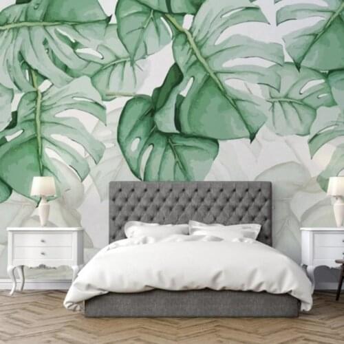 Custom Photo Simple Modern Art Monstera Wallpaper Wall Mural For Living Room Bedroom Study Home Decor