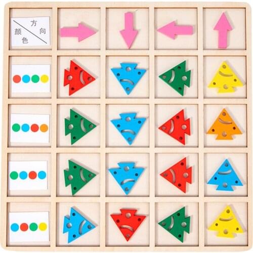 Montessori Wooden Matching Game Toys DIY Brain Teaser Multifunctional Toddlers Learning Preschool Direction Board Game