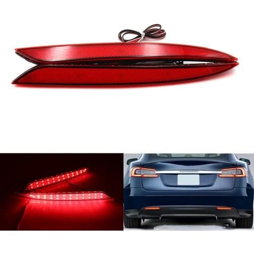 Niscarda Auto LED Rear Bumper Reflector Light Red Car Driving Brake Stop Fog Lamp For Tesla Model S 2012