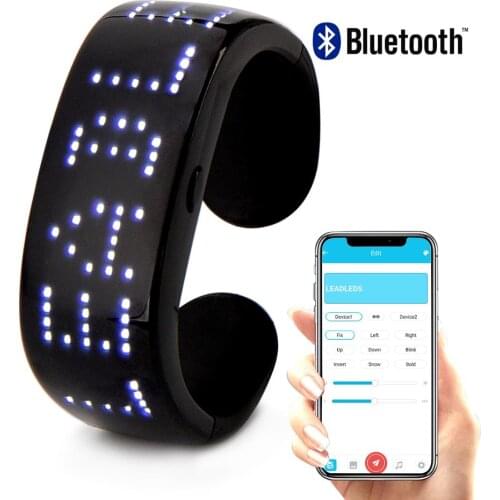 Novelty running sports bracelet, Bluetooth programmable scrolling text information display LED display luminous bracelet