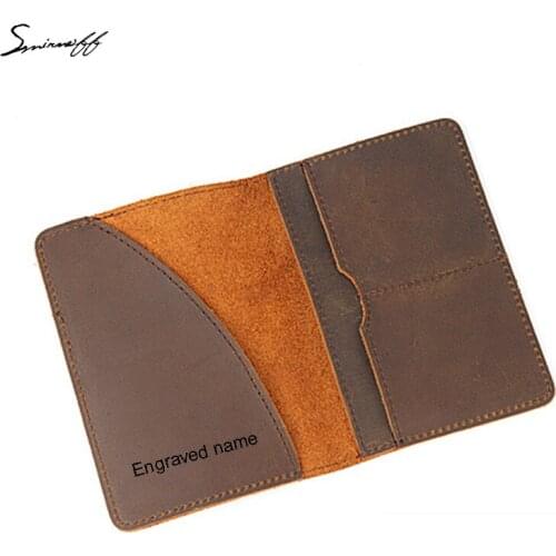 New Cow Leather Passport bags personality Engraved Name Passport Card Holder portable Travel Accessories cover for passport