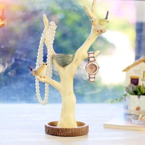 Resin Charms Desktop Lovers Bird Jewelry Rack Organizers Home Decor Loves Tree Figurine For Necklace Ring And Watch