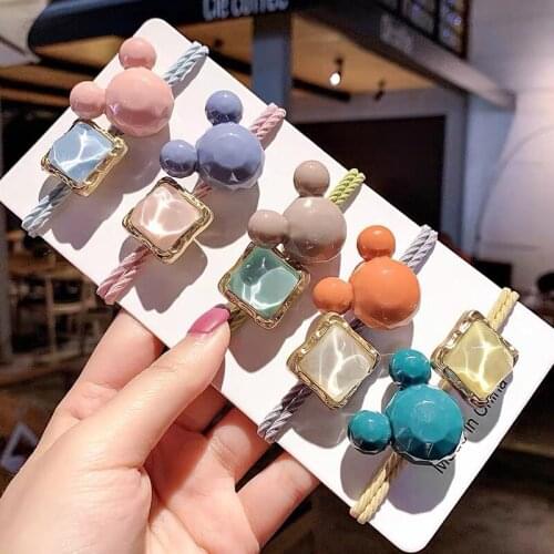 Korean Style Fashion Hot Sellig Colored Crystal Hair Band Fruit Acrylic Hair Rope High Elastic Hair Rings Women Girls Headpiece