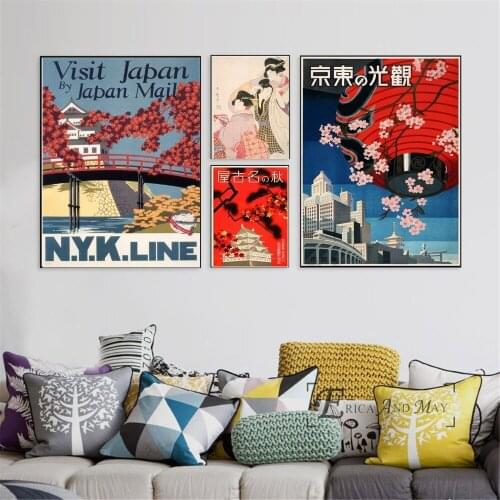 Visit Japan Landscape Retro Posters and Prints Wall art Decorative Picture Canvas Painting For Living Room Home Decor Unframed