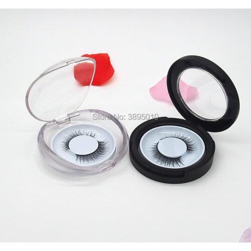 False Eyelashes empty Box Crystal Box Round Black Storage Box Eyelashes Packing Containers F711