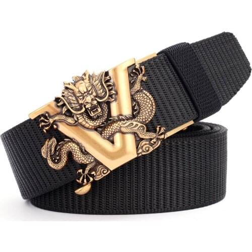 Mens Vintage Belt leather strap Mens Belt Toothless Non-Porous Belt Automatic Buckle Casual Belt Nylon Belt width:3.4cm