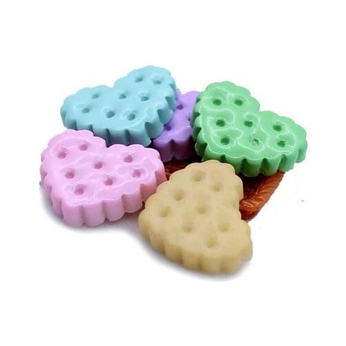 20pcs Diy Resin Heart Pink Biscuits Parts Food Play Cabochon Scrapbooking Crafy Cake Toys For Flat Back Embellishments