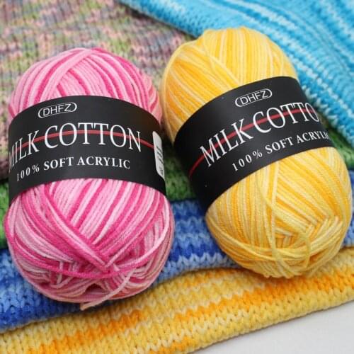 Three-strand multicolor gradient wool milk cotton hand-woven coarse color baby wool baby sweater milk cotton yarn colorful yarn