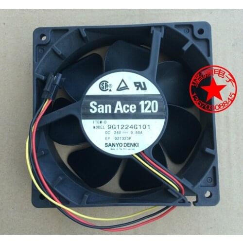 SANYO DENKI 9G1224G101 DC 24V 0.50A 120x120x38mm Server Cooling Fan