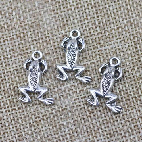 20 Pieces 13*21mm Mixed Alloy Antique Silver Color Frog Charms Bracelet Vintage Pendant Accessory For DIY Jewelry Making