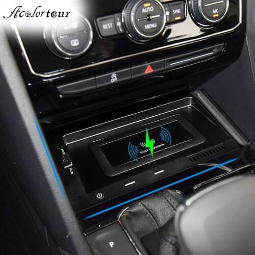 15W phone charger for Volkswagen Teramont 2017 2018 wireless charging board qc3 usb port power adapter for iphone 11 fast charge