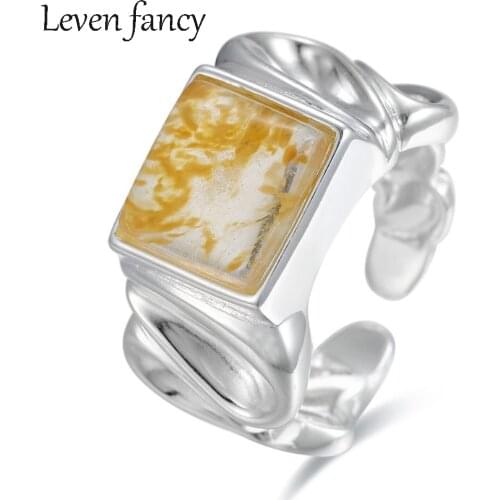 Womens Fashion 925 Solid Sterling Silver Handmade Jewelry Semi Precious Healing Gemstone Cabochon Natural Stone Ring Wide Band