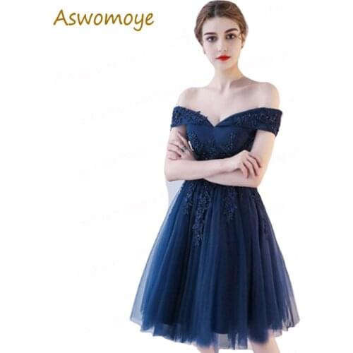Aswomoye Elegant Short Evening Dress 2018 New Illusion V-Neck Special Occasion Dresses Prom Party Dress Beading robe de soiree