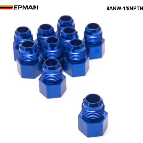 10PCS/LOT Fitting Flare Reducer Female -1/8NPT to Male -8AN Blue Oil/Fuel Fitting 8ANW-1/8NPTN