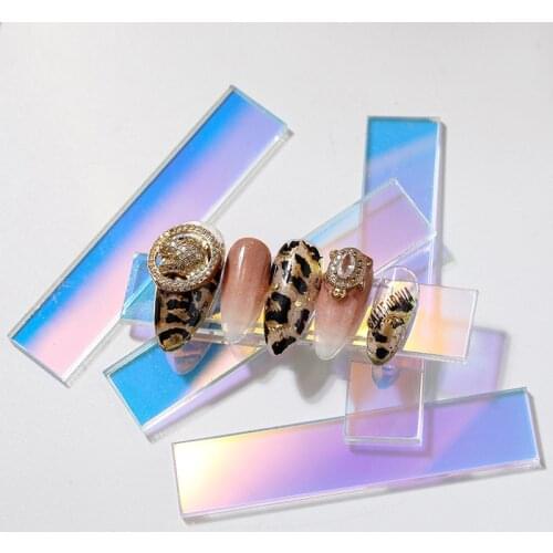 10 pcs Acrylic Strip Nail Art Display Stand Magic Color Holder Fake Nails Color Plate for Showing Practice Nail Polish Gel