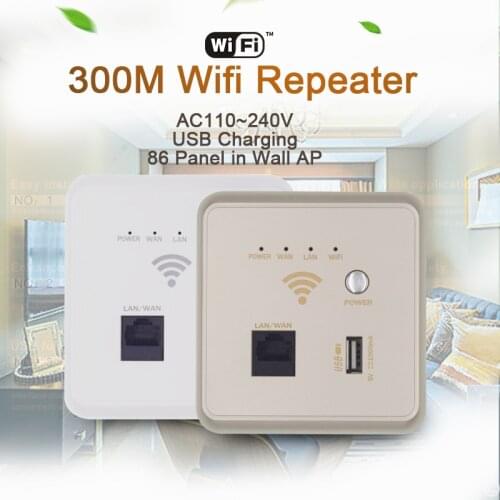 300Mbps Wireless AP WiFi Router Repeater 86 Panel in Wall Access Point USB2.0 Wireless Router SSID 2.4G 802.11n 10/100M WAN LAN