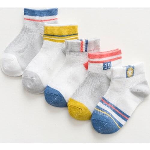5 Pairs/Lot Spring Summer Kids Cotton Socks. Boy,Girl,Baby,Infant Cute Cartoon Breathable Mesh For 1-12T Children Gifts CN