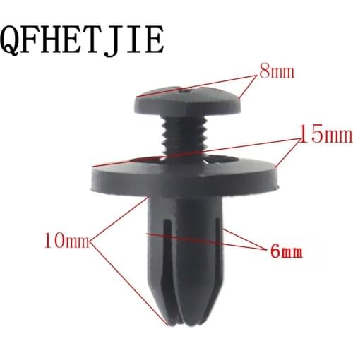 50 Pcs Auto Bumper Fastener 6mm Hole Rivet Retainer Push Engine Cover Car Door Trim Panel Clip Fasteners Car Maintenance Parts