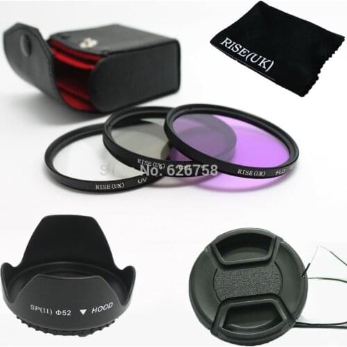 52mm Flower Lens Hood +UV cpl fld bag Filter +Lens Cap for Nikon18-55 Nikon 50/1.8Dfor Canon 50/1.8r of 52 DSLR