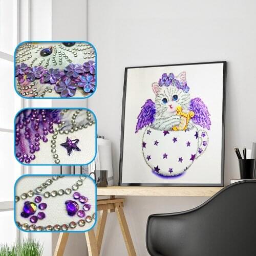 DIY 5D Diamond Embroidery Painting Special Shaped Cat Painting Partial Drill Cross Stitch Kits Crystal Rhinestone Picture