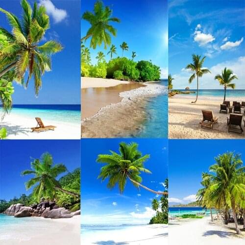 5D DIY diamond painting seaside coconut tree cross stitch handmade shape embroidery landscape rhinestone artist home decoration