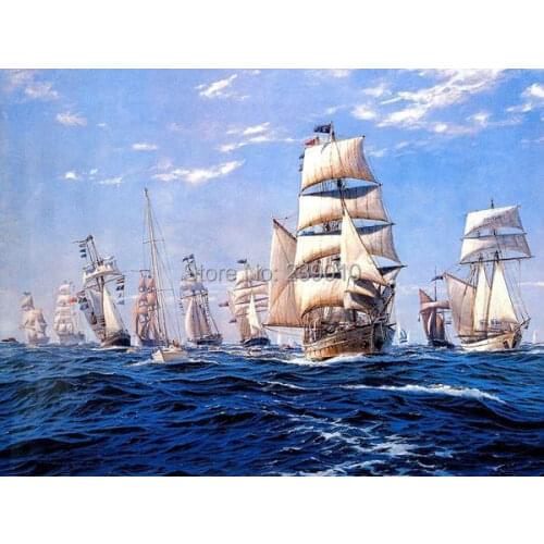 Free shipping seascape oil painting on canvas water sailing decoration picture