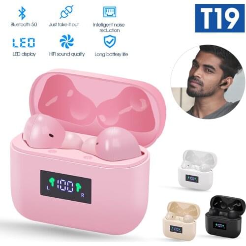 T19 Wireless Headphone Stereo Earphone Bluetooth 5.0 Earbuds With Charging case Waterproof Sport Headset Music Headphones