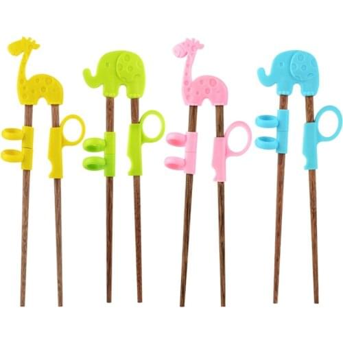 Cartoon Animals Kids Children Learning Training Chopsticks Baby Enlightenment Chopsticks Silicon Wooden Safety Toy