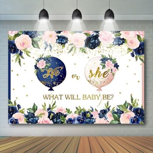 Gender Reveal Party Photography Background Woman Boy or Girl Backdrop Rose Glitter Dots Baby Kids Decor Photo Studio