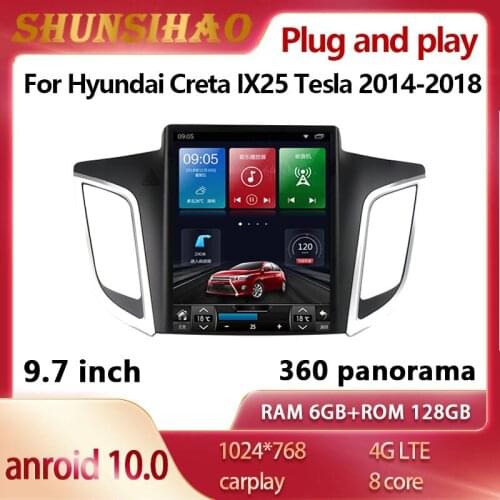ShunSihao Tesla style android 10.0 headunit For Hyundai Creta IX25 Tesla 2016 - 2018 CarPlay Multimedia Player Stereo Car Radio