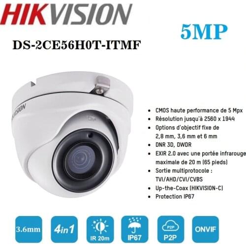 Hikvision 5MP Camera DS-2CE56H0T-ITMF Indoor / Outdoor 4 in 1 CVI / TVI / AHD / CVBS Infrared 20m night vision camera