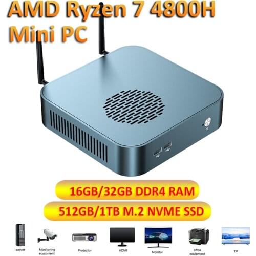T-BAO MN48H AMD Ryzen 7 4800H Gaming MINI PC Windows 10 Gamer PC Computer 32GB DDR4 1TB M.2 NVME SSD WiFi 6 BT5.1 Mini Host