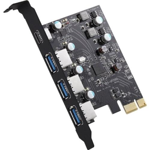 PCI-E to USB3.0+Type C Expansion Card (PCIe Card)3 Ports with Superspeed USB 3.0 PCI Expansion Card for Windows MAC OX