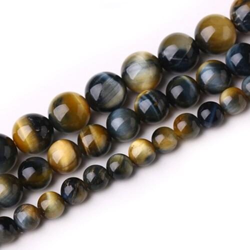 4-12mm Round Gray Yellow Tiger Eye Beads Natural Gem Stone Beads For Jewelry Making Beads Bracelets For Women 15'' DIY Beads