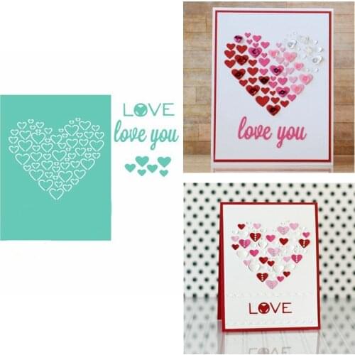 Metal Cutting Dies Stencil Love You Special Word Heart Shape For Craft Paper Cards Album Scrapbooking Making Template 2019